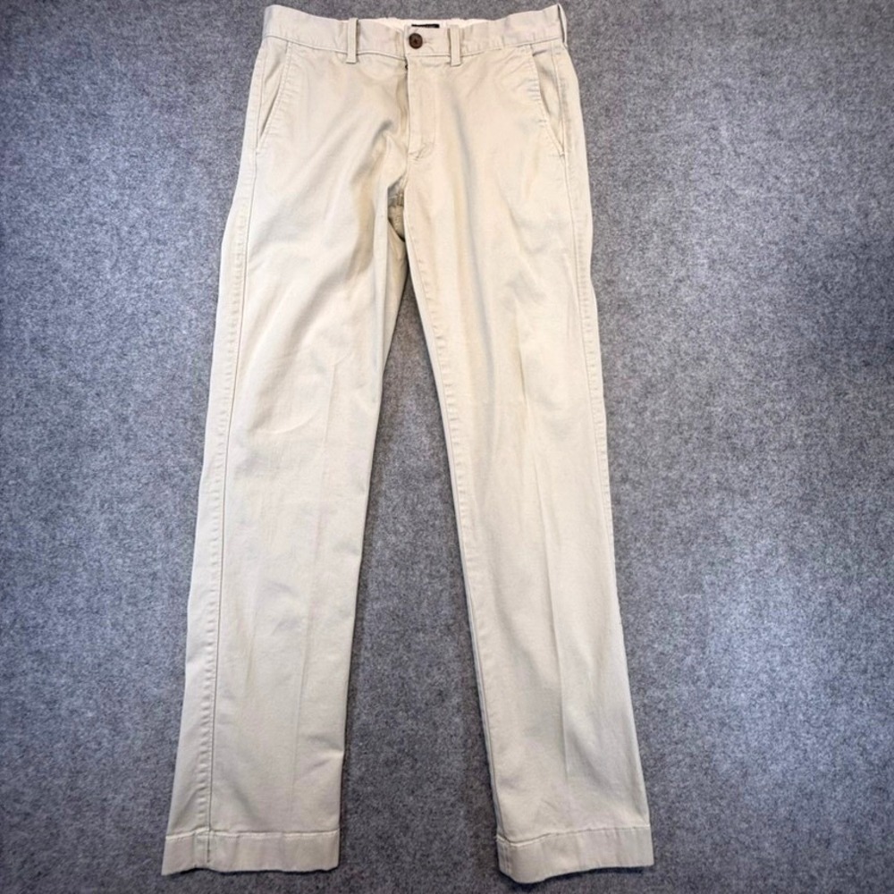 J.Crew Mens Straight Leg Chino Pants Khaki Beige Re-Imagined Cotton 29x32